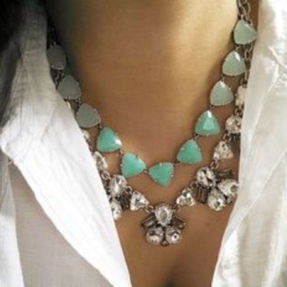 Stella & Dot Mint Green Layered Statement Necklace